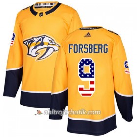Män Ishockey Nashville Predators Tröja Filip Forsberg 9 Adidas 2017-2018 Guld USA Flag FashionAuthentic